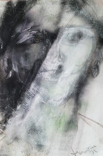 Portret kobiety za zasłoną